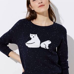 LOFT Blue and White Polar Bear Sweater.
